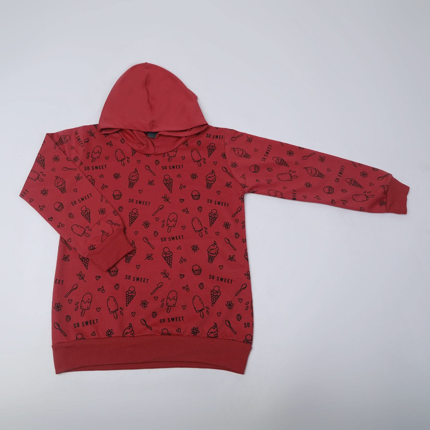 Girls Hoodie T-Shirt - Dark Pink