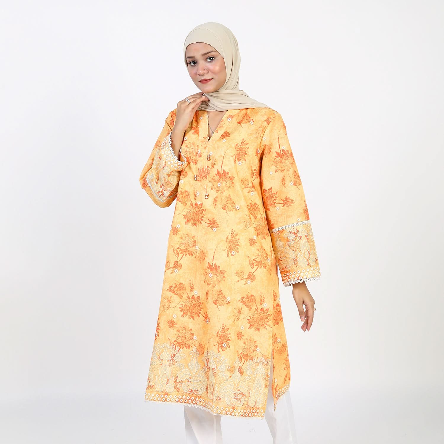Eminent Printed Kurti-Mustard