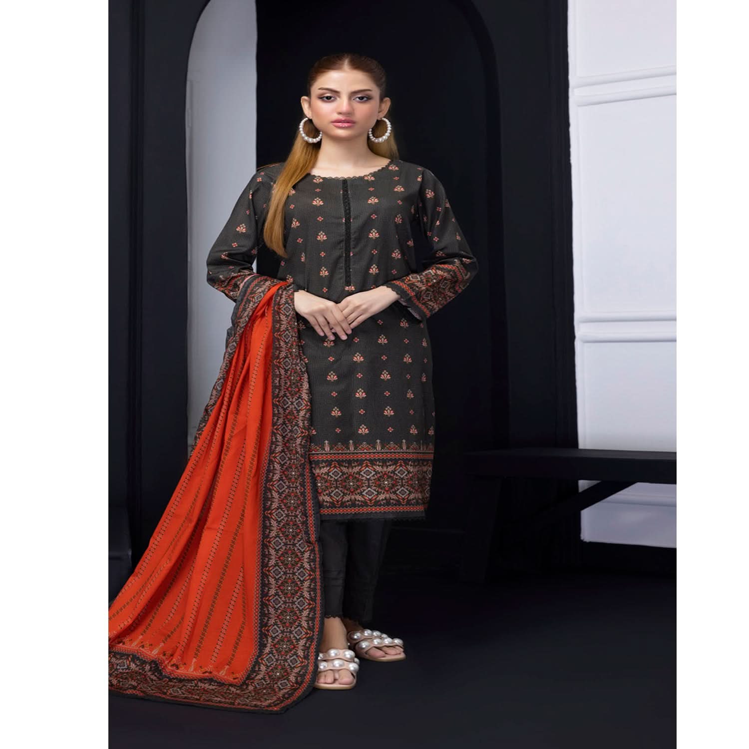 Salina Weaving Dobby By Regalia Lawn Printed Unstitched 3Pcs Suit V-2 - 8
