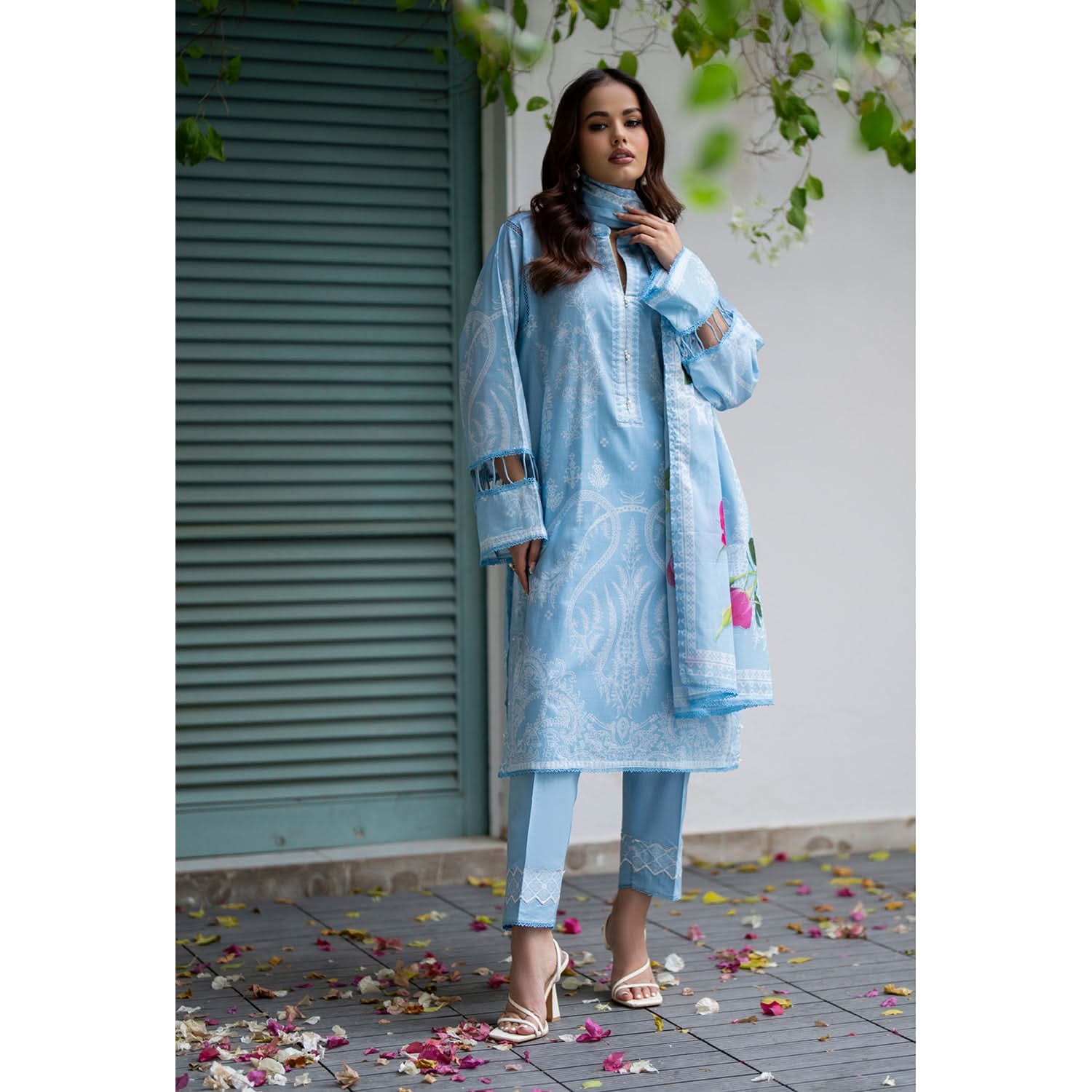 Salina Unstitched Lawn Digital Printed 3 Pcs Suit - 9