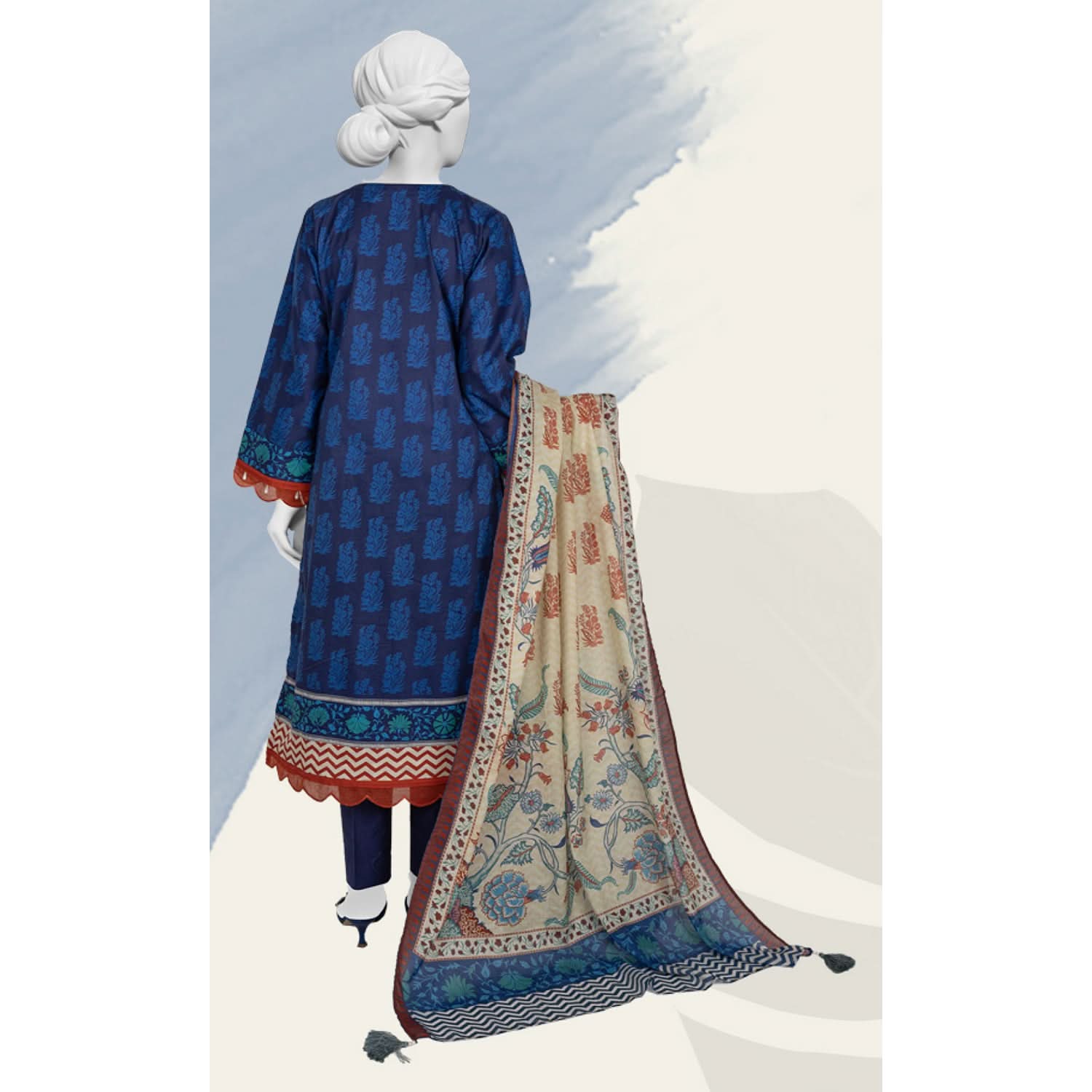Panjnad Norah Lawn By J. Printed Unstitched 3 Pcs Suit - 241226