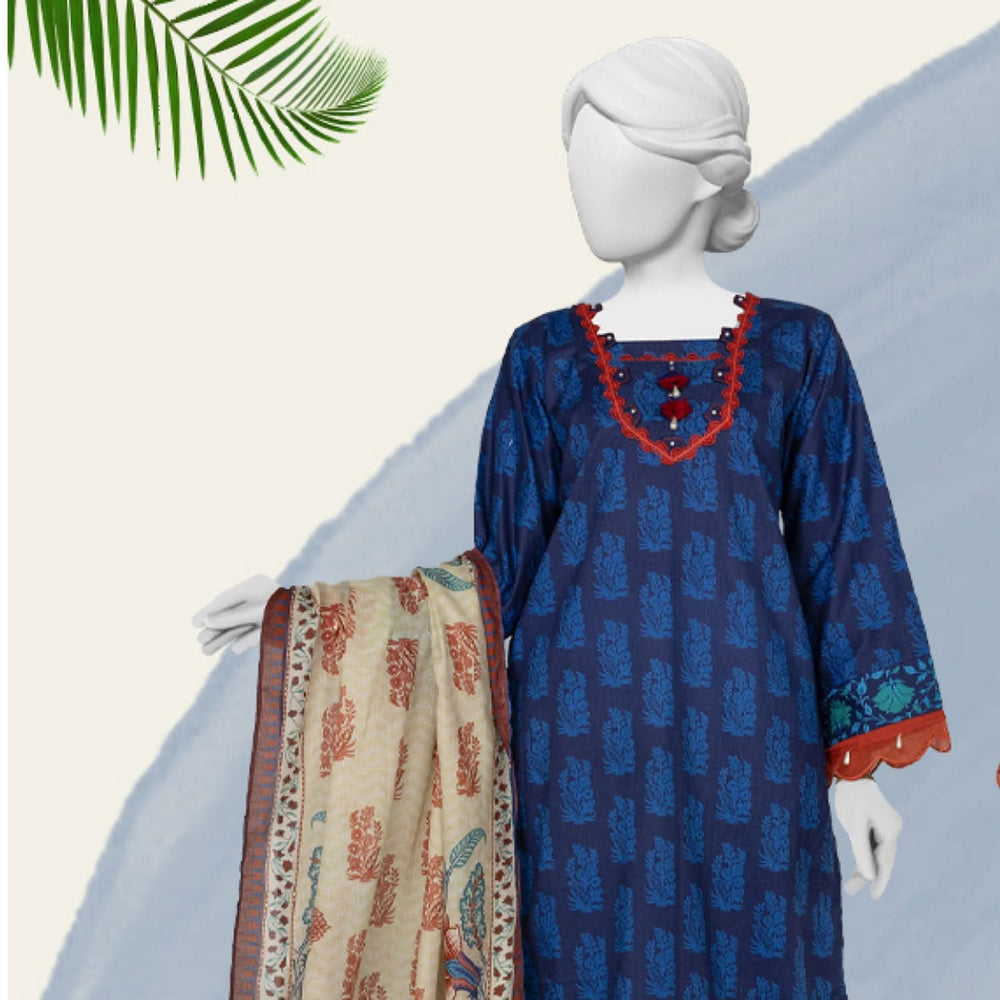 Panjnad Norah Lawn By J. Printed Unstitched 3 Pcs Suit - 241226