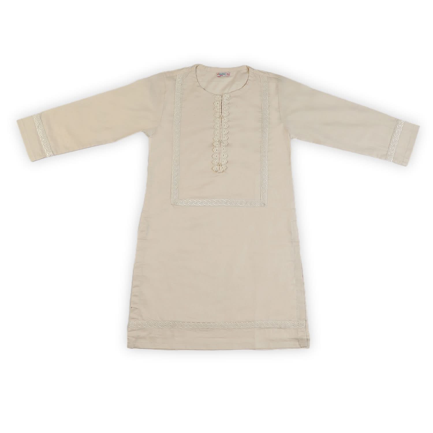 Girls Embriodered Kurti - Beige