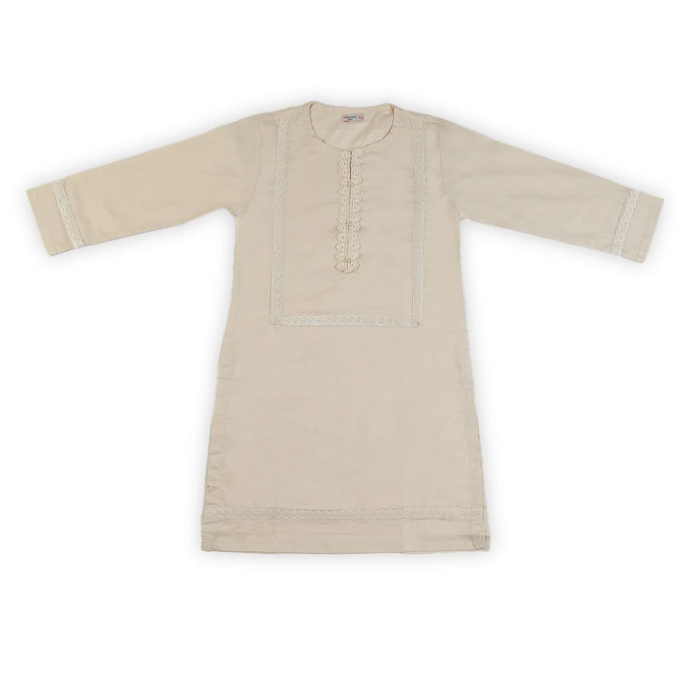 Girls Embriodered Kurti - Beige