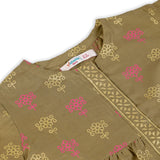 Girls 2 Pcs Cotton Shalwar Suit - Olive