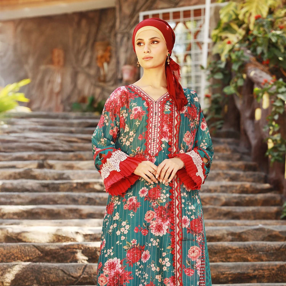 Eminent Printed Embroidered Messuri Unstitched 3 Pcs Suit - 8