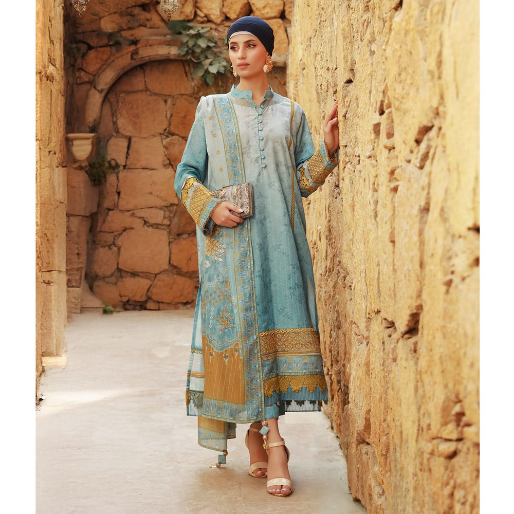 Eminent Printed Embroidered Messuri Unstitched 3 Pcs Suit - 9