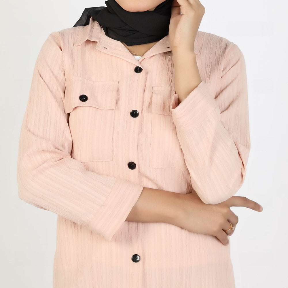 Women's Peach Western Co-Ord Set - Cambric Two-Piece