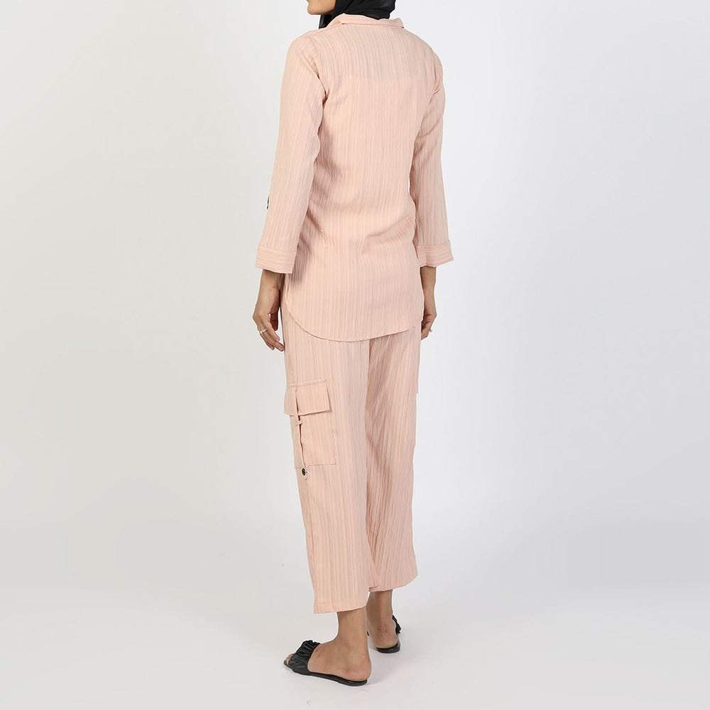Women's Peach Western Co-Ord Set - Cambric Two-Piece