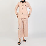 Women's Peach Western Co-Ord Set - Cambric Two-Piece