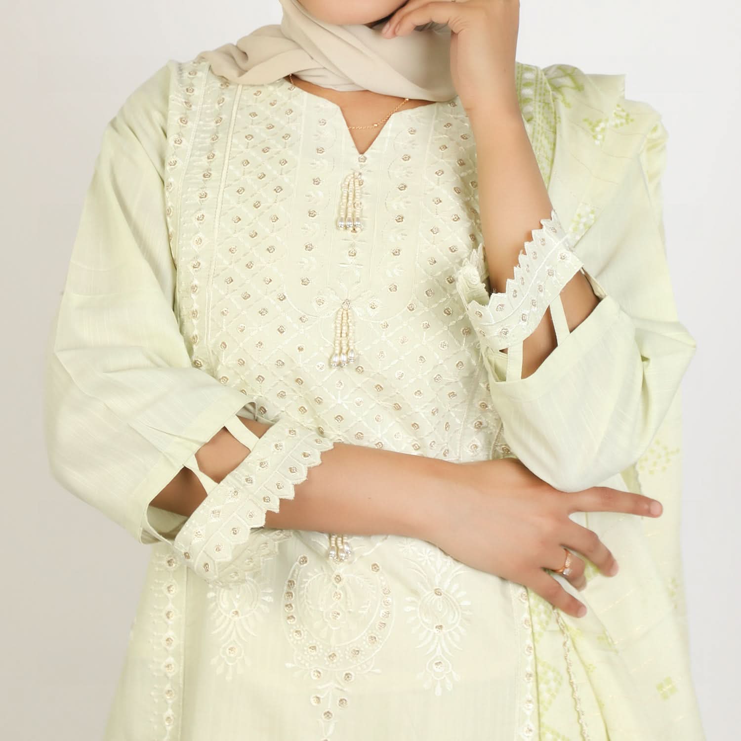 Women's Slub 3Pcs Fancy Suit