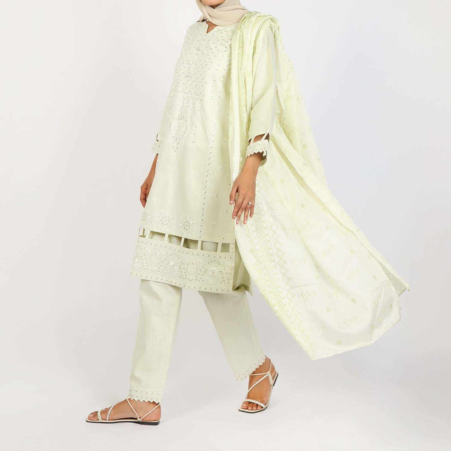 Women's Slub 3Pcs Fancy Suit