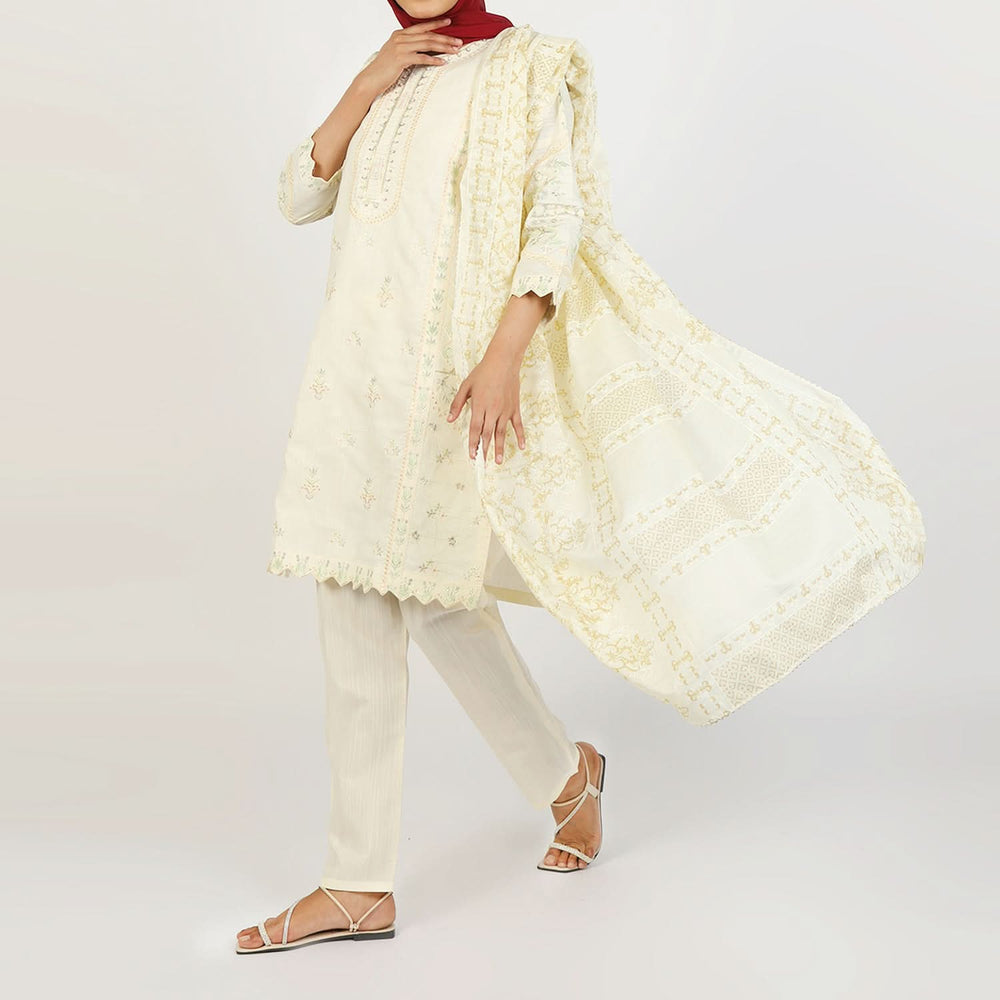 Women's Embroidered Jacquard 3Pcs Suit