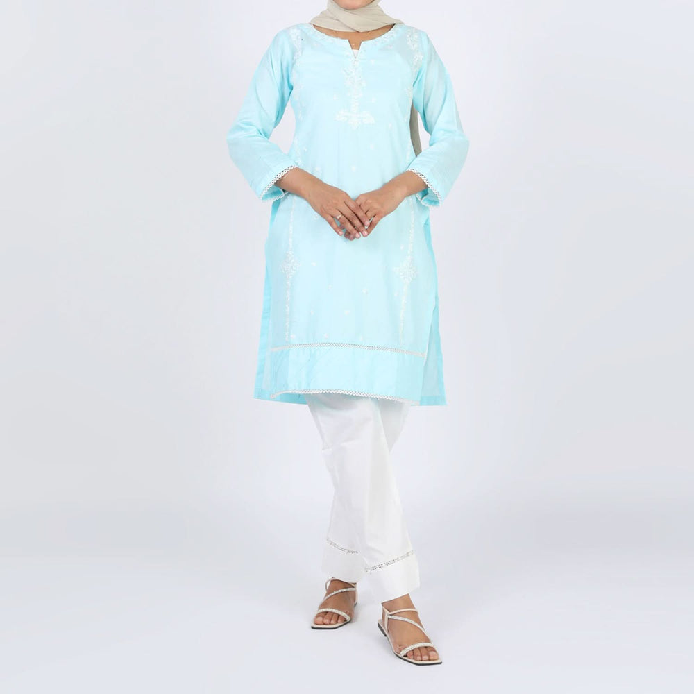 Women's Embroidered Kurti - Sky Blue