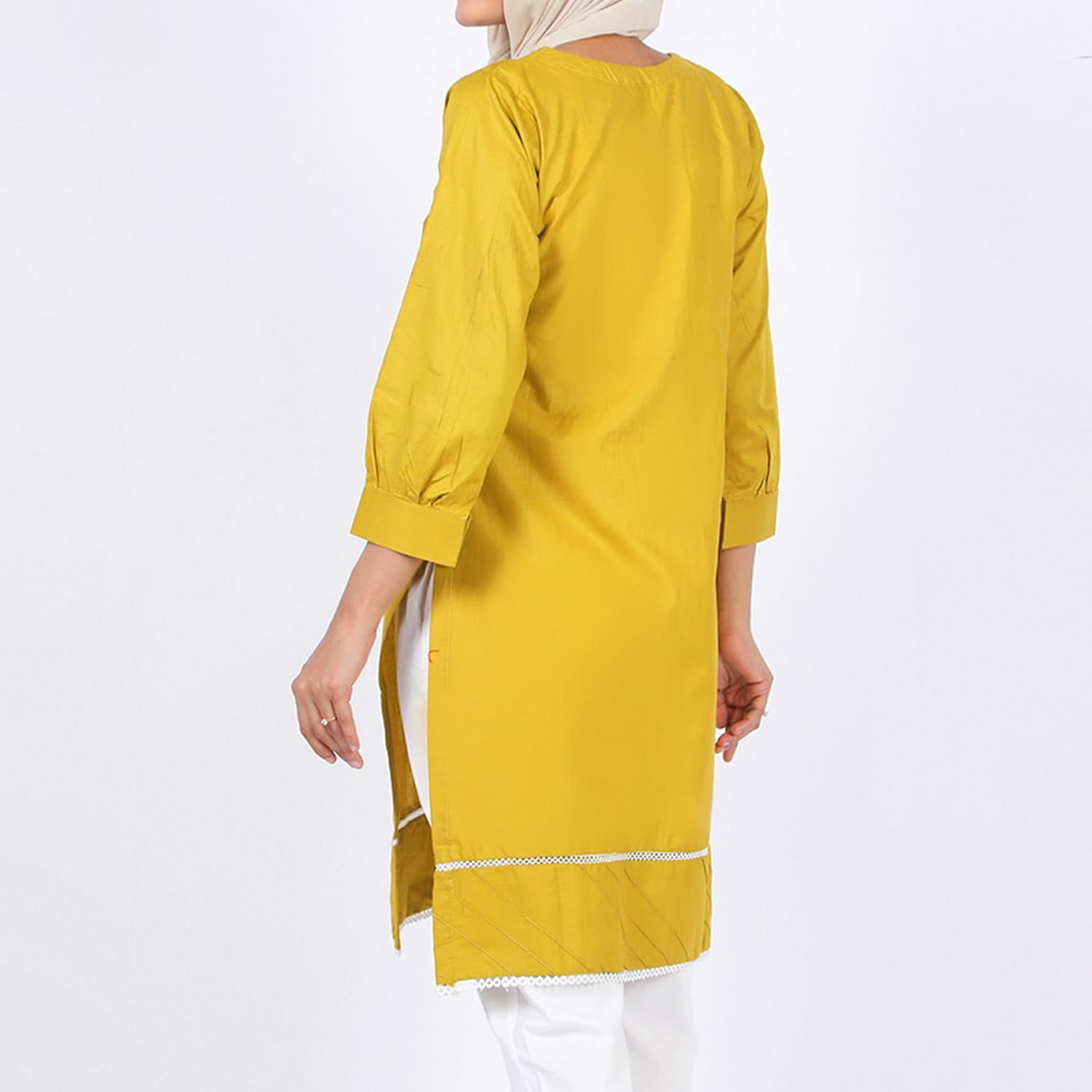Women's Embroidered Kurti - Mustard