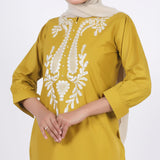 Women's Embroidered Kurti - Mustard
