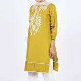 Women's Embroidered Kurti - Mustard