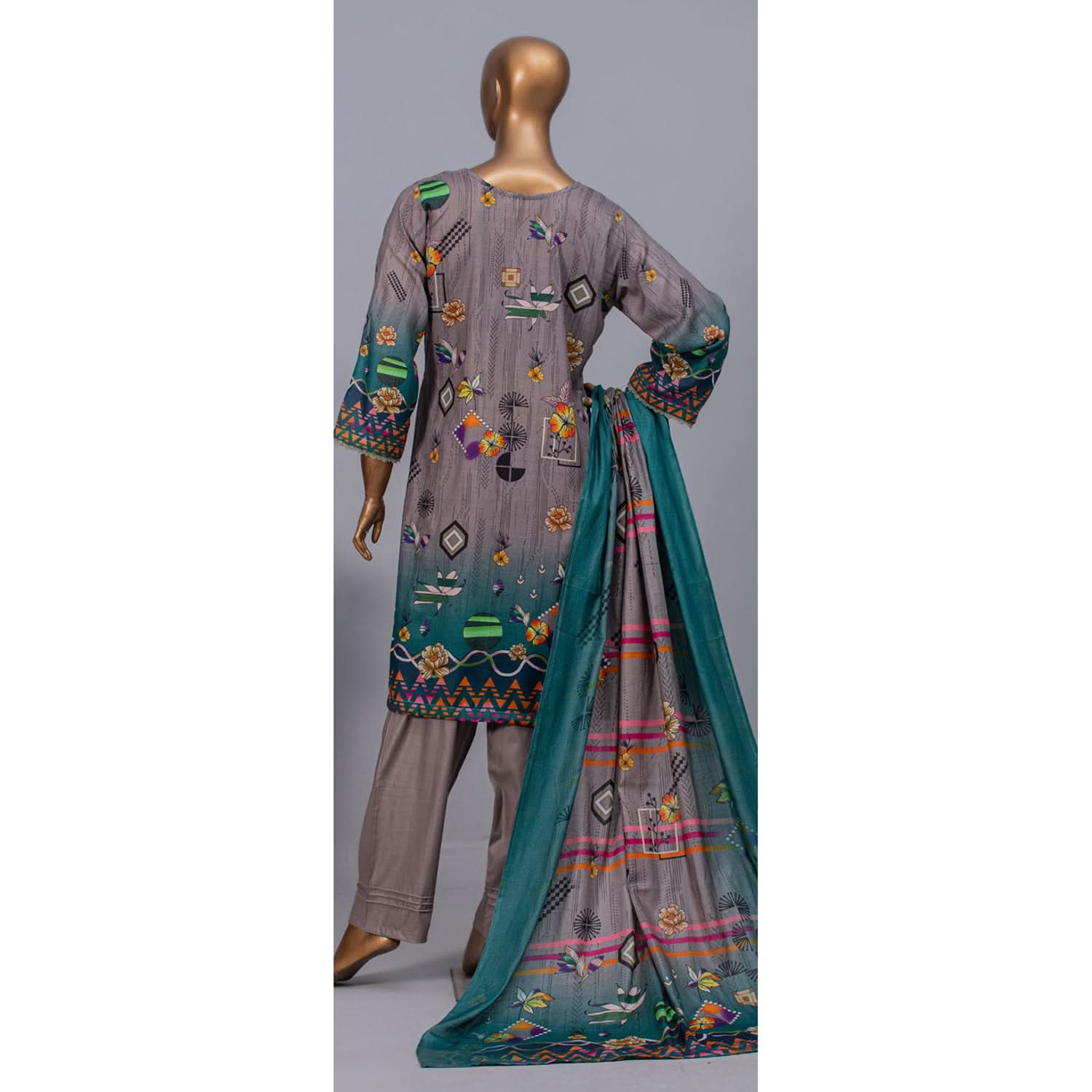 Valuable Women's Lawn Unstitched 3Pcs Suit V-2 - 8