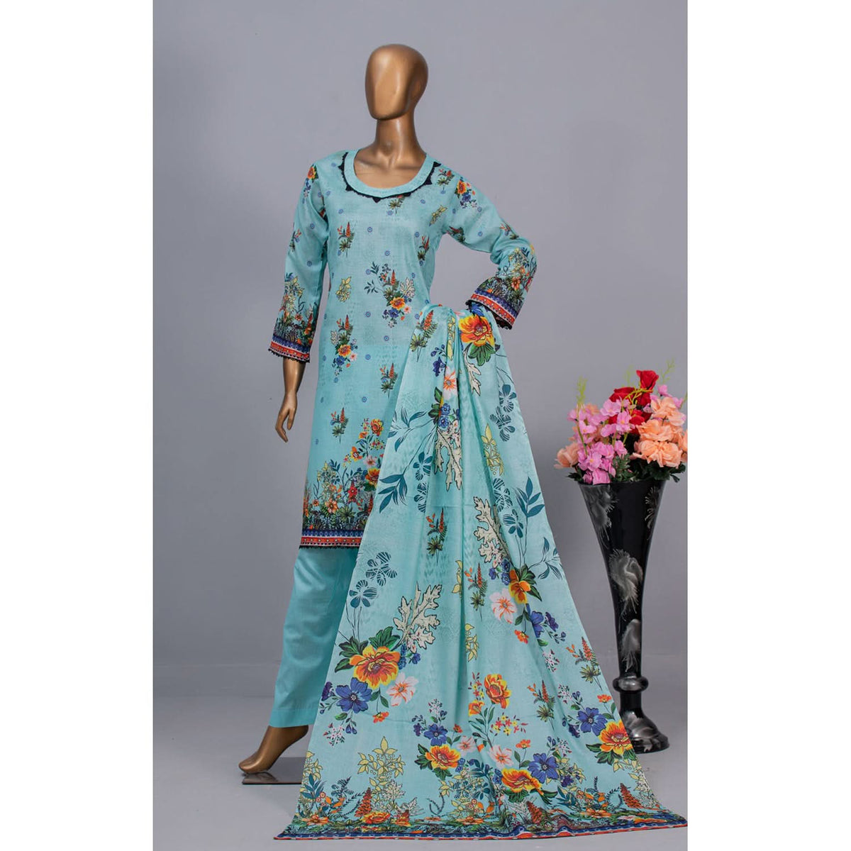 Valuable Women's Lawn Unstitched 3Pcs Suit V-2 - 1