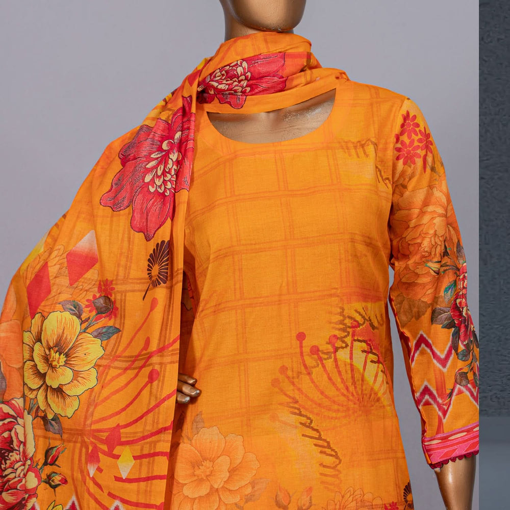 Valuable Women's Lawn Unstitched 3Pcs Suit V-2 - 6