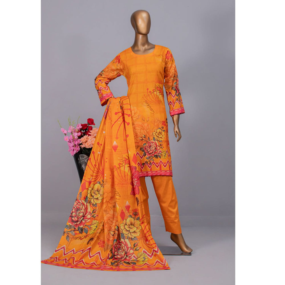 Valuable Women's Lawn Unstitched 3Pcs Suit V-2 - 6