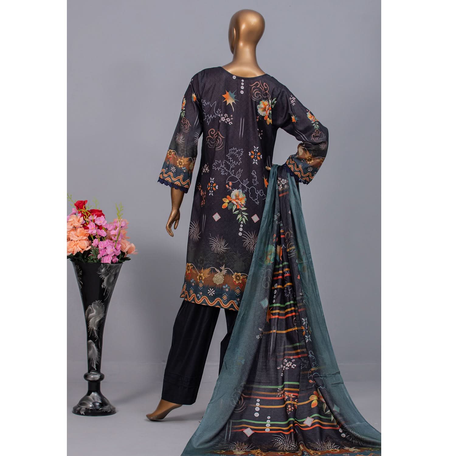 Valuable Women's Lawn Unstitched 3Pcs Suit V-2 - 4