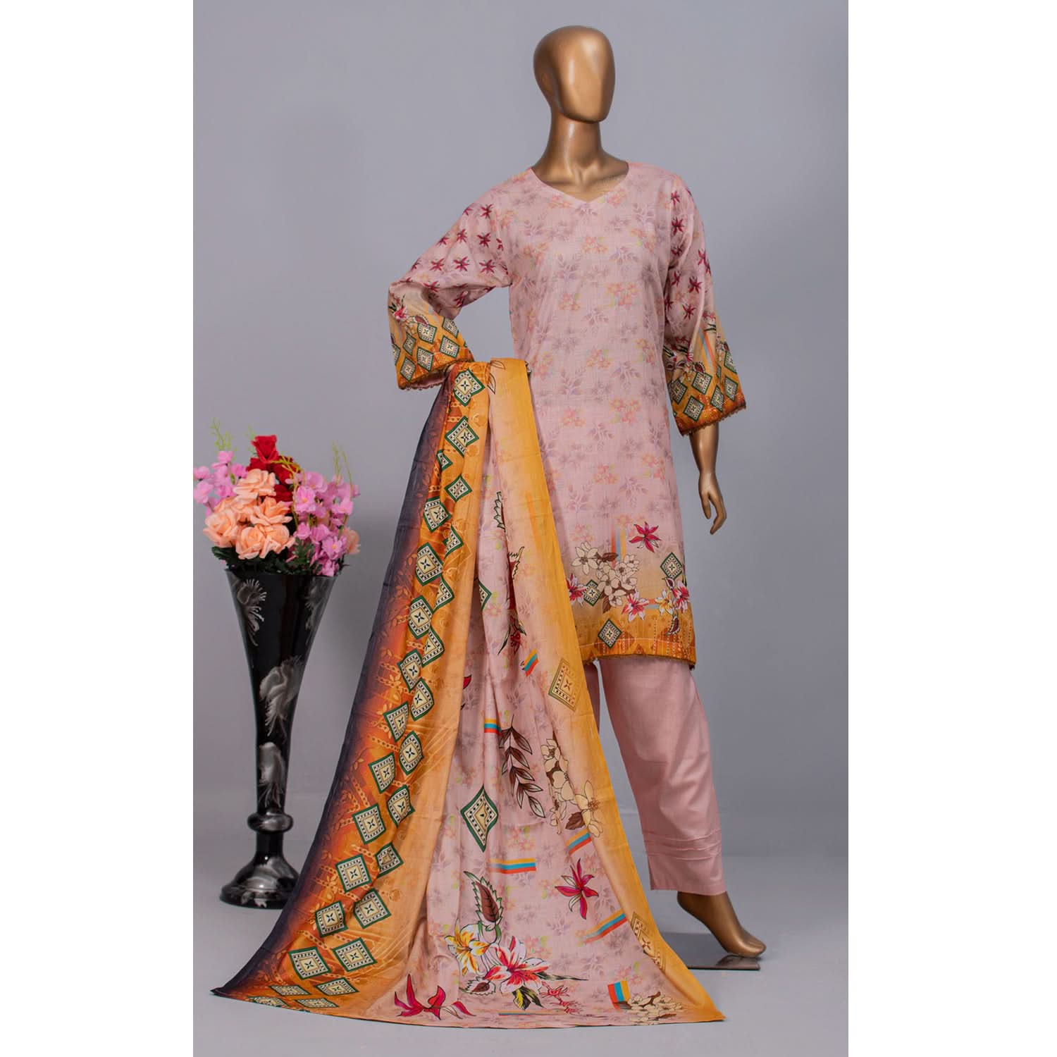 Valuable Women's Lawn Unstitched 3Pcs Suit V-2 - 5