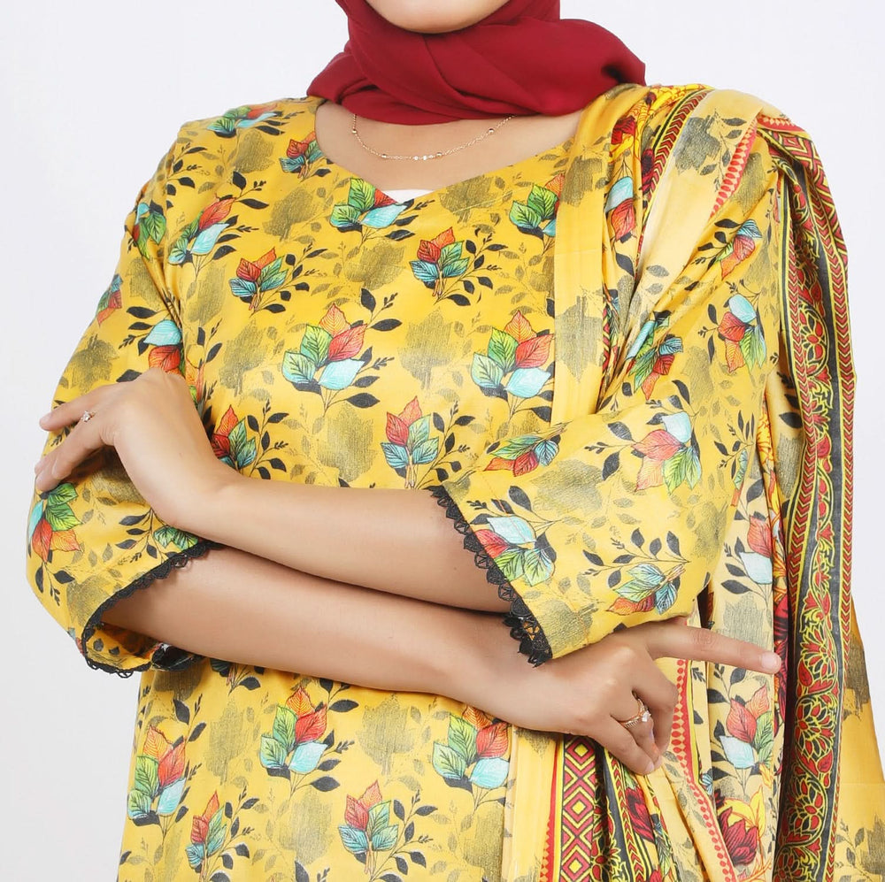 Shataj Febron Wash & Wear Unstitched Printed 3Pcs Suit - A7