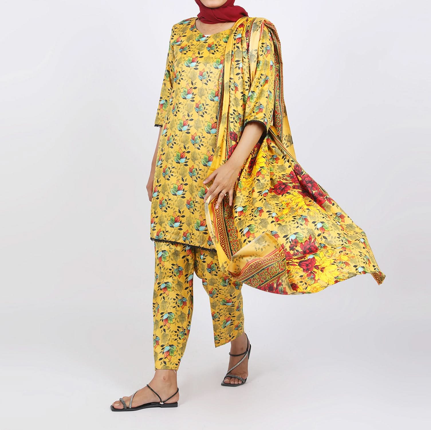 Shataj Febron Wash & Wear Unstitched Printed 3Pcs Suit - A7