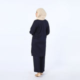 Women's Dyed Solid Co-Ord Set - Navy Blue