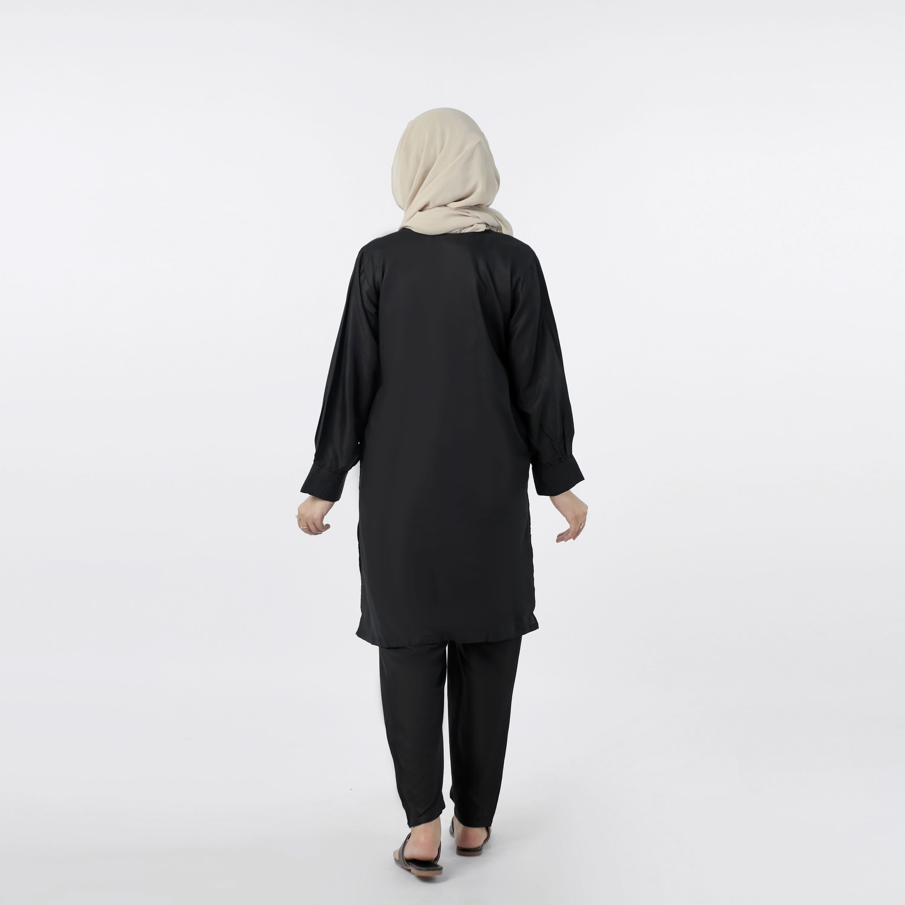 Women's Dyed Solid Co-Ord Set - Black