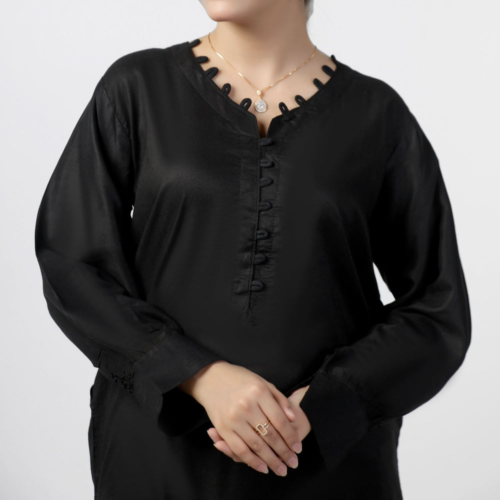 Women's Dyed Solid Co-Ord Set - Black