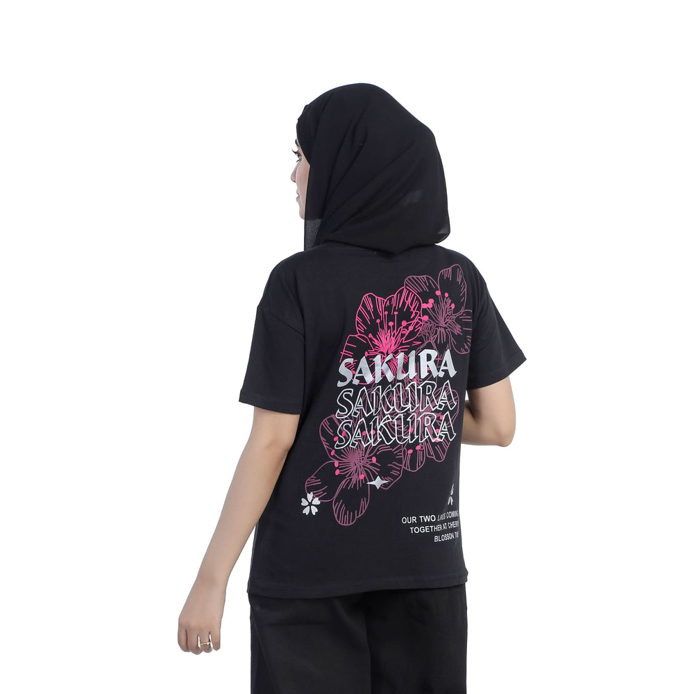 Eminent Women's Half Sleeves Printed T-Shirt - Black