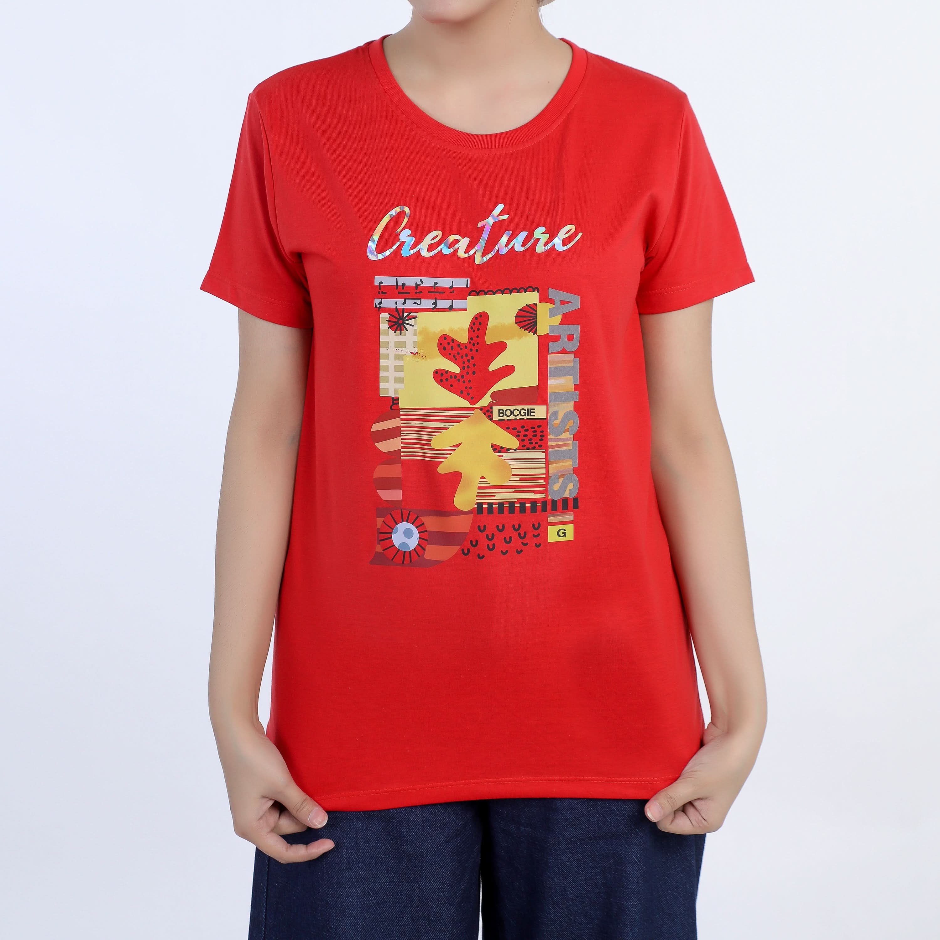 Women's Half Sleeves T-shirt - Red