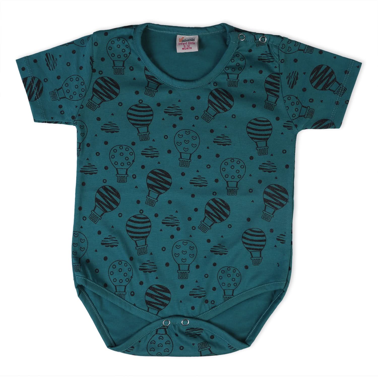 Valuable Newborn Girls Half Sleeves Romper - Steel Green