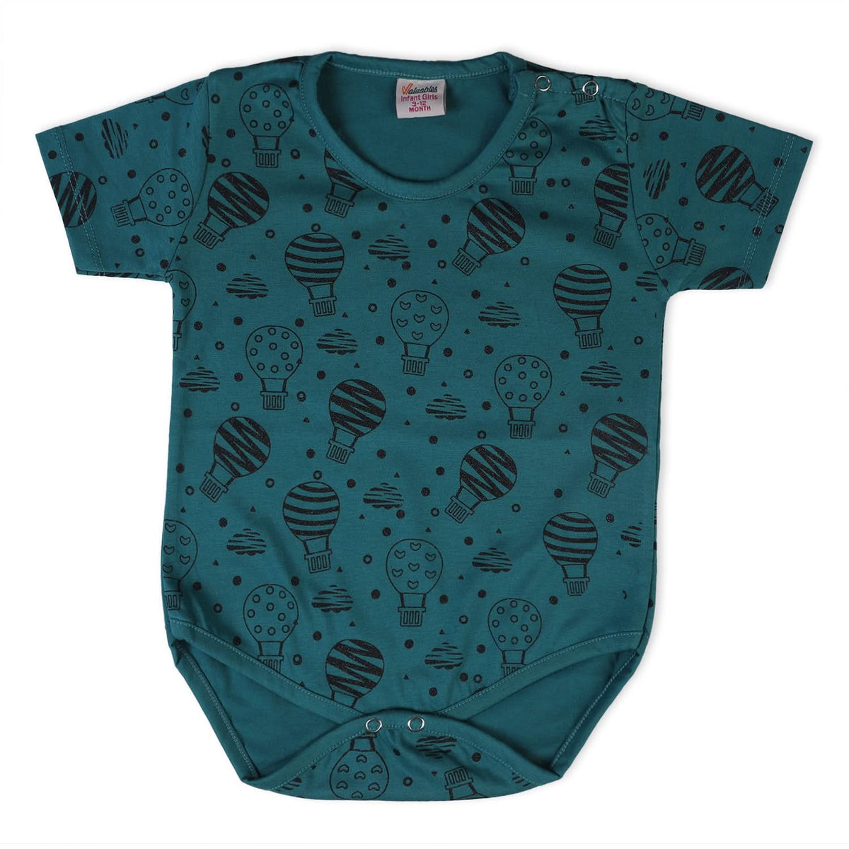Valuable Newborn Girls Half Sleeves Romper - Steel Green