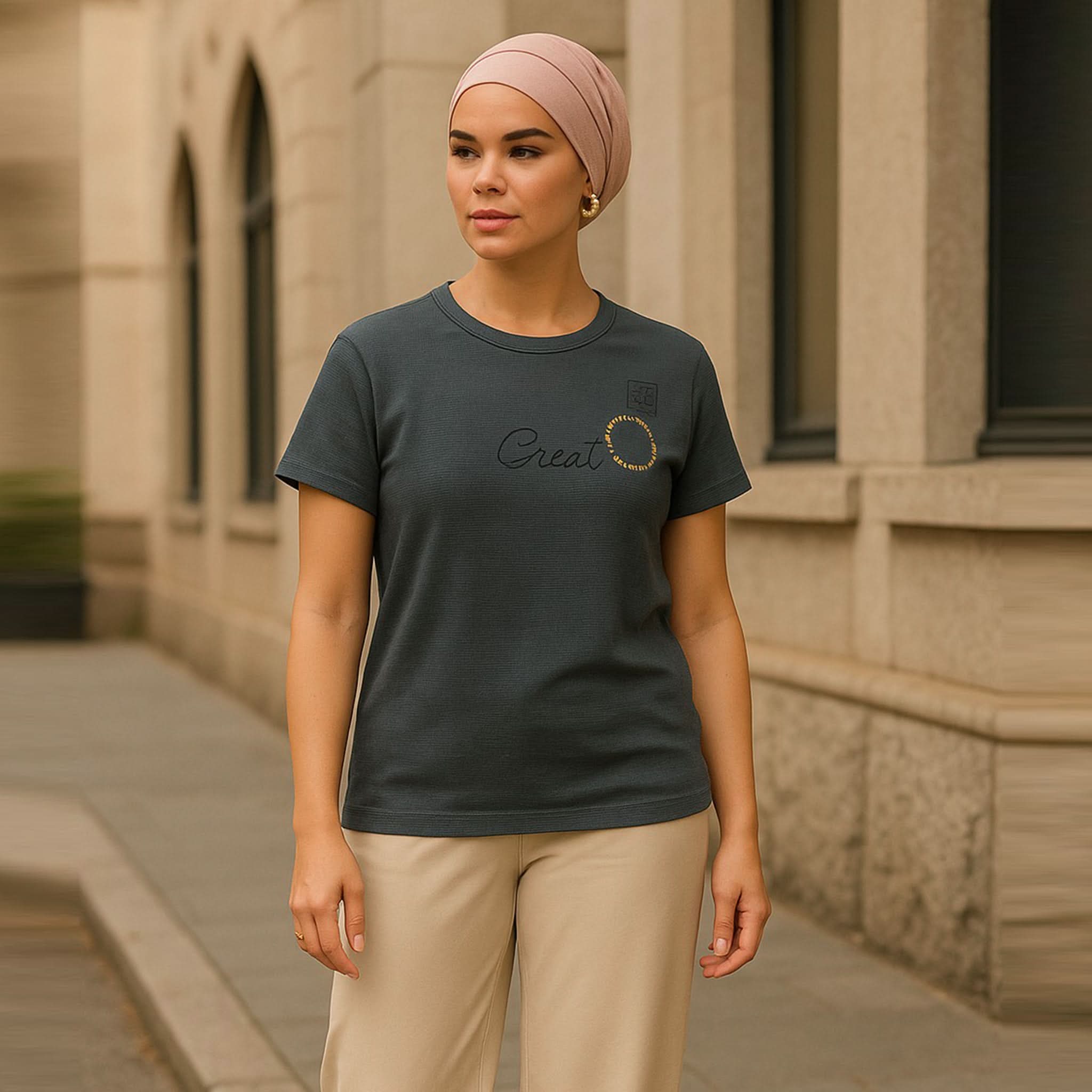 Eminent Women's Half Sleeves T-Shirt - Charcoal