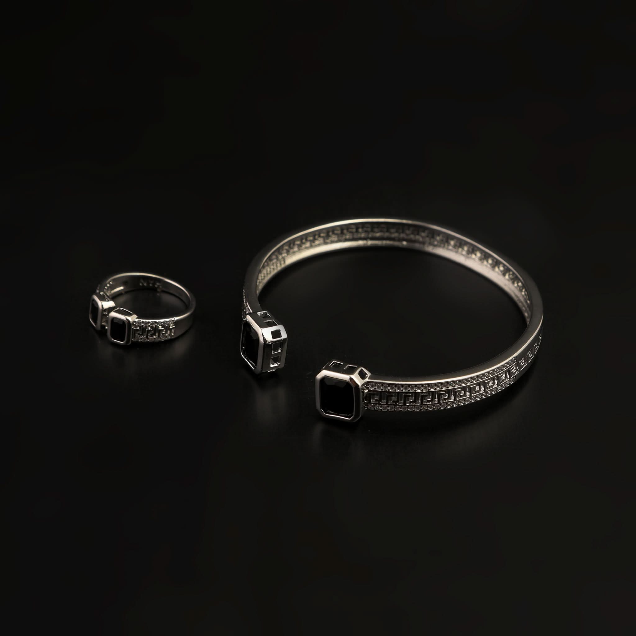 Women's Fancy Kara With Ring - Silver