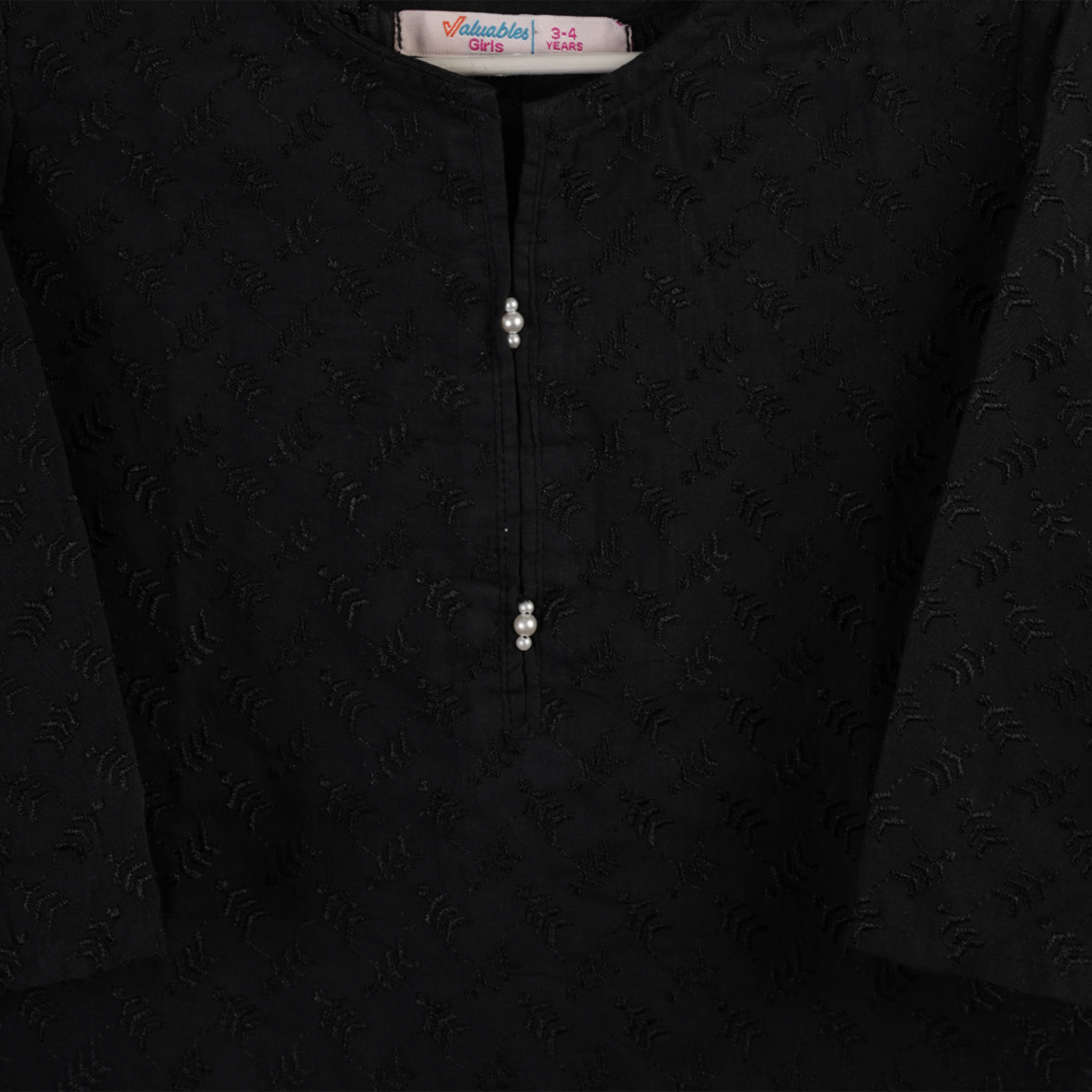 Valuables Girls Chikankari Kurti - Black