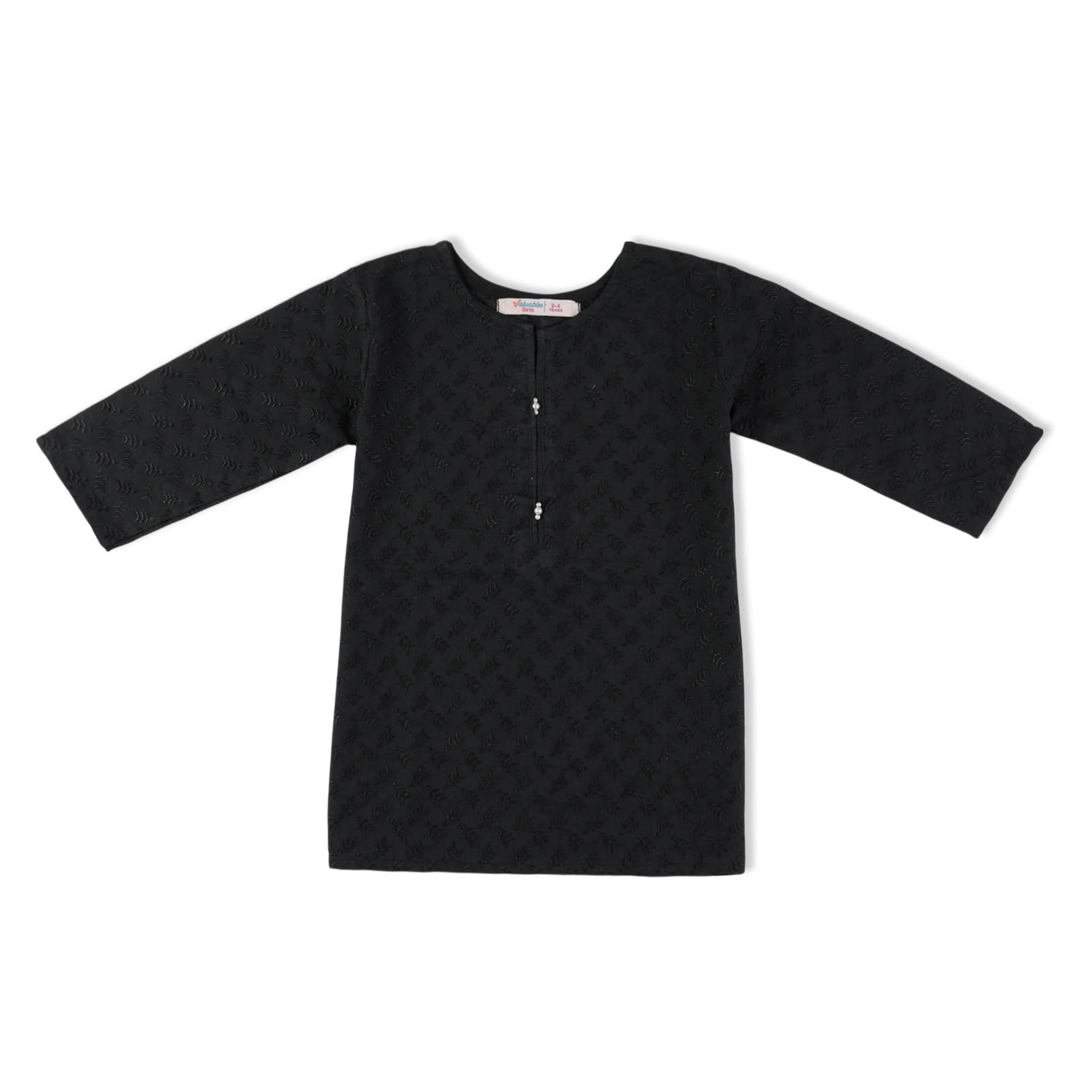 Valuables Girls Chikankari Kurti - Black