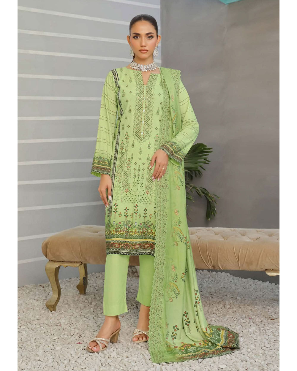 Nazia By RA-Bin Hameed Emboridered Linen Unstitched 3Pcs Suit - TS-2027