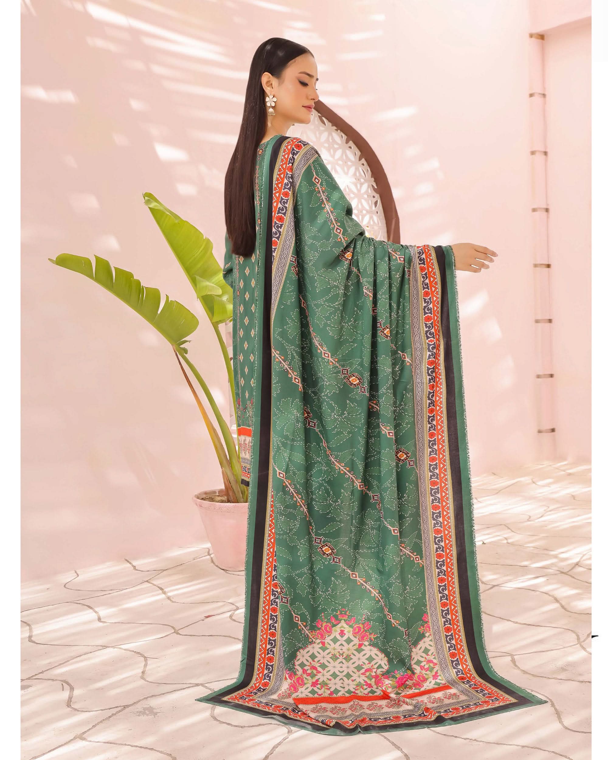Zartaj By RA-Bin Hameed Emboridered Linen Unstitched 3Pcs Suit - 4