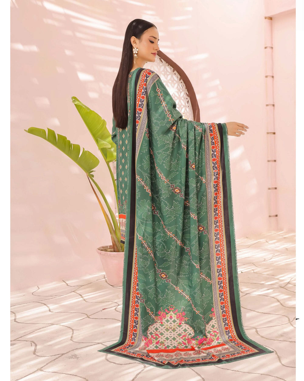 Zartaj By RA-Bin Hameed Emboridered Linen Unstitched 3Pcs Suit - 4