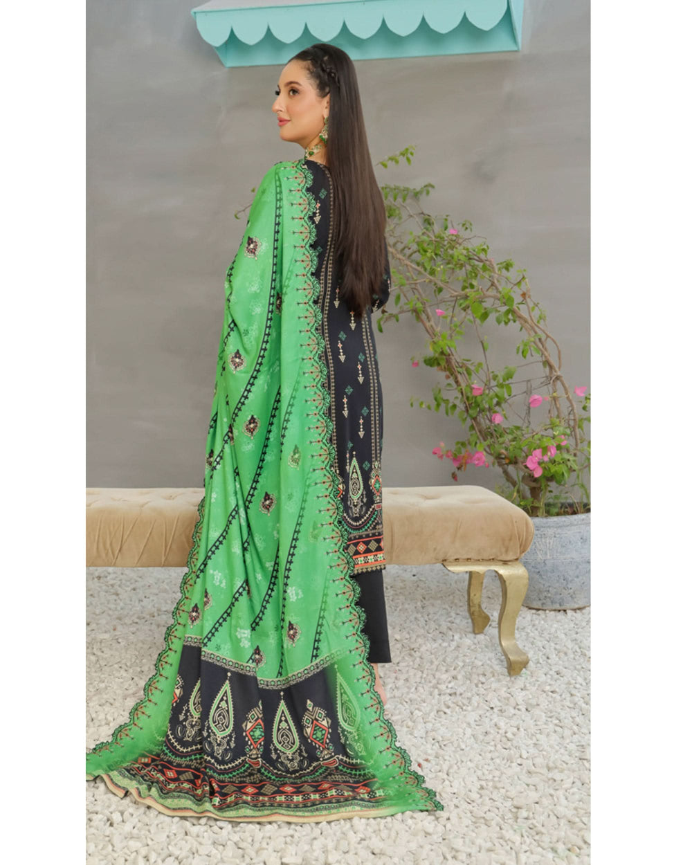 Gulfishan By RA-Bin Hameed Embroidered Unstitched 3Pcs Suit With Shawl - TS-2011