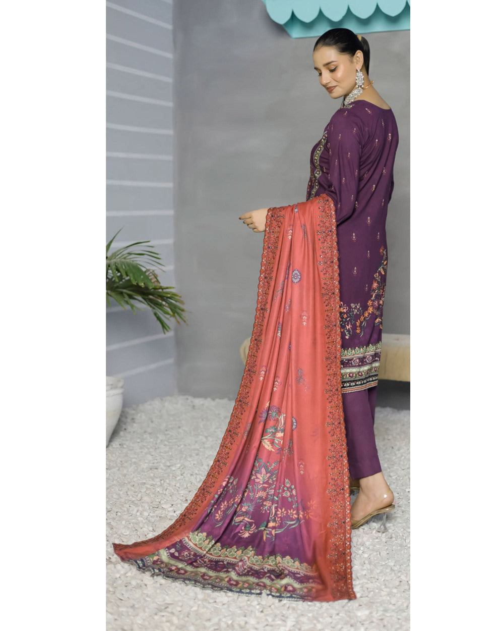 Gulfishan By RA-Bin Hameed Embroidered Unstitched 3Pcs Suit With Shawl - SF-2021