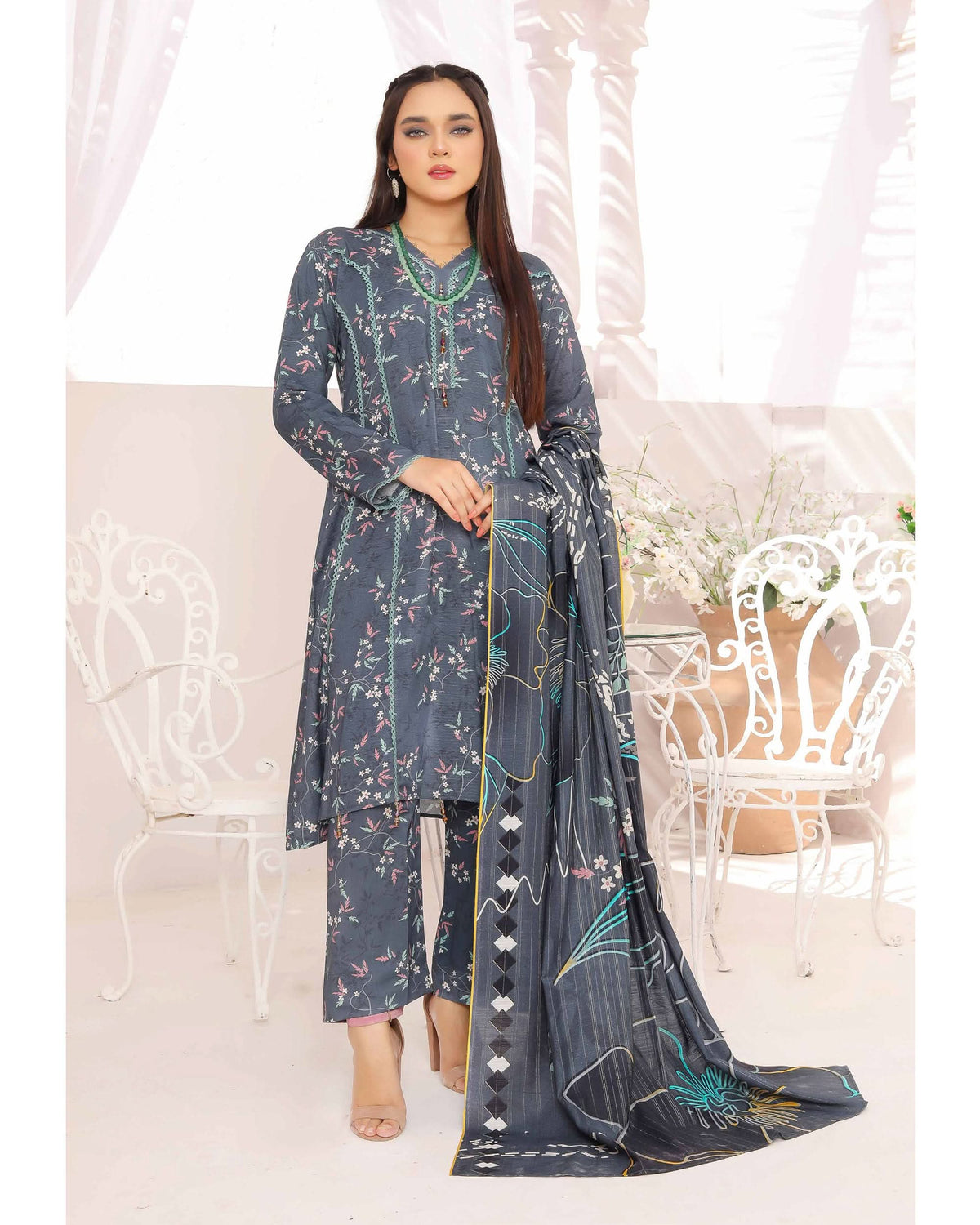 Nyasia By RA-Bin Hameeb Linen Cord's Printed Unstitched 3Pcs Suit - 5