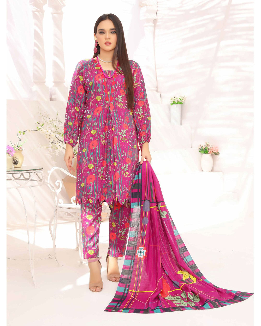 Nyasia By RA-Bin Hameeb Linen Cord's Printed Unstitched 3Pcs Suit - 1