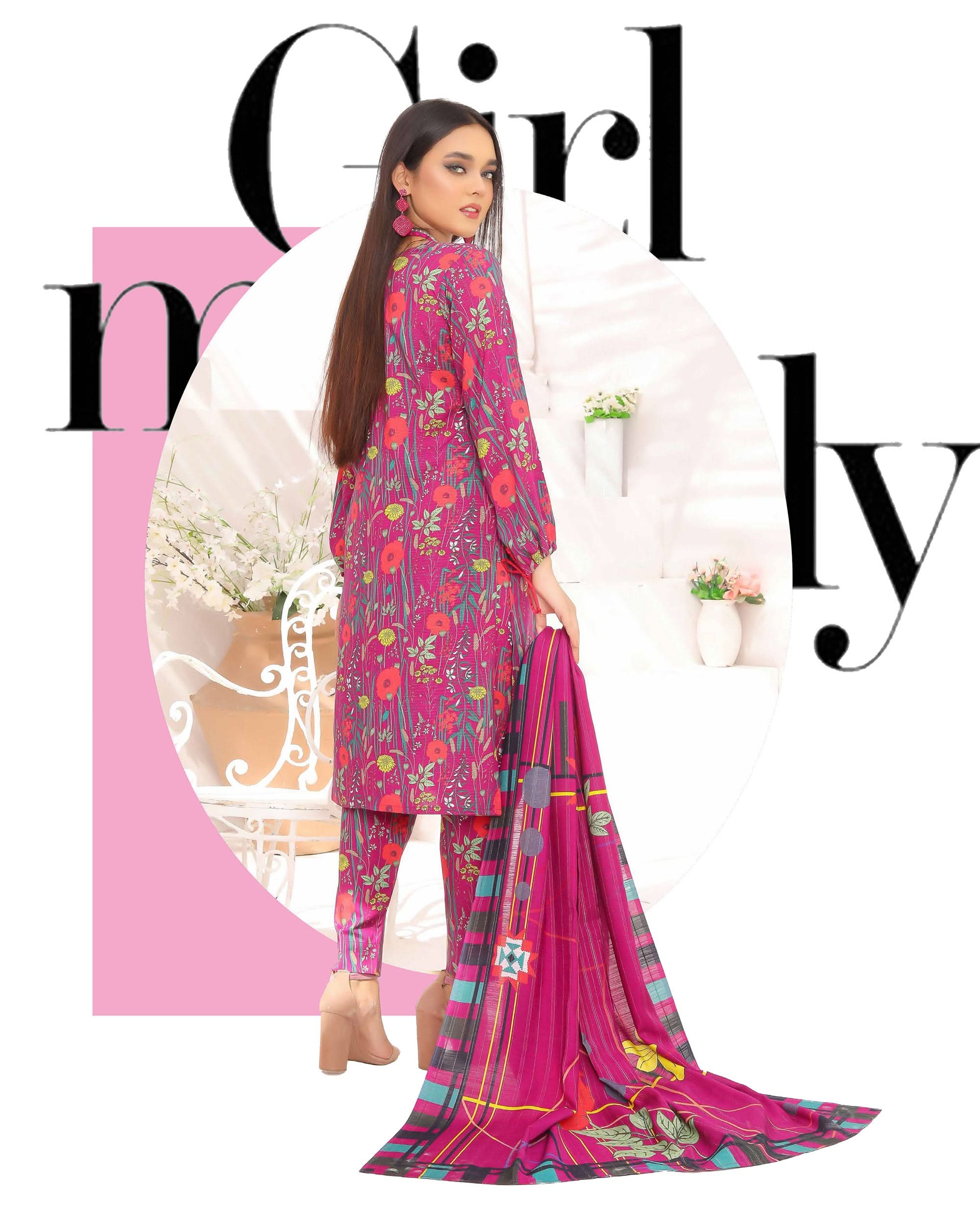 Nyasia By RA-Bin Hameeb Linen Cord's Printed Unstitched 3Pcs Suit - 1