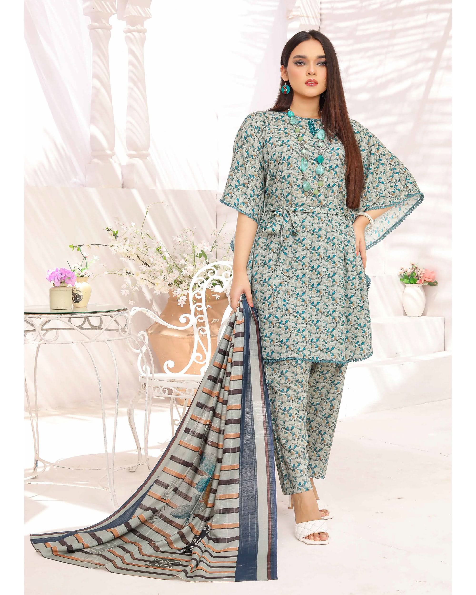 Nyasia By RA-Bin Hameeb Linen Cord's Printed Unstitched 3Pcs Suit - 3