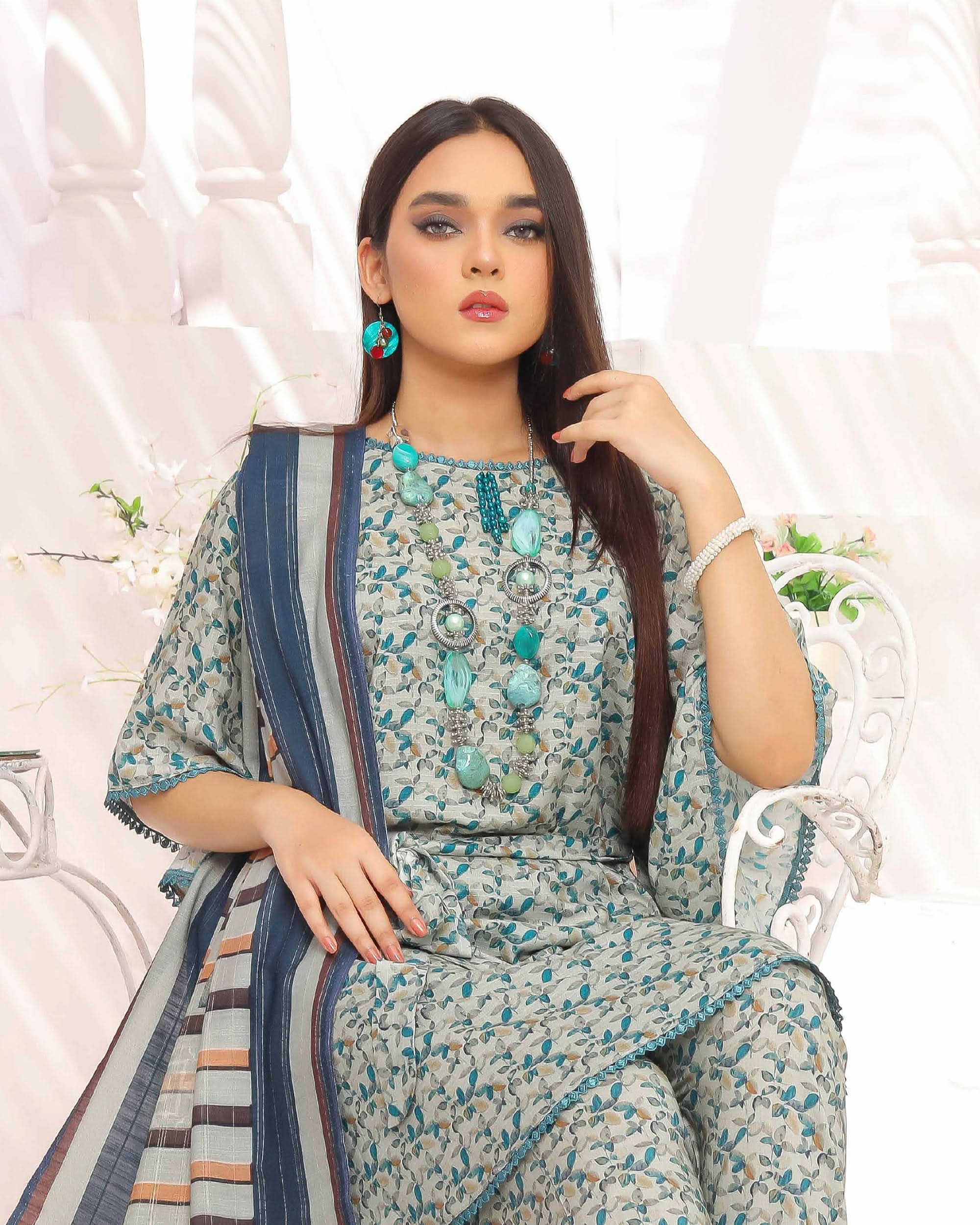Nyasia By RA-Bin Hameeb Linen Cord's Printed Unstitched 3Pcs Suit - 3